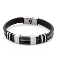316L Stainless Steel Bracelet with cowhide cord for man Length Approx 8.26 Inch Sold By PC