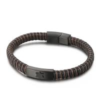 Acier titane bracelet, avec vachette cordon, Placage, teints & pour homme, plus de couleurs à choisir, Longueur:Environ 8.46 pouce, Vendu par PC