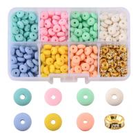 Polymer Ton Perlen , mit Kunststoff Kasten & Messing, DIY & mit Strass, gemischte Farben, 105x66x23mm, verkauft von Box