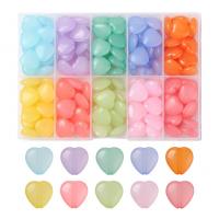 Perle acrylique, avec Boîte en plastique, coeur, DIY, couleurs mélangées, 130x93x18mm, Vendu par boîte
