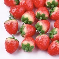 Harz Anhänger, mit Zinklegierung, Erdbeere, DIY, rot, 28-29mm,20mm, Bohrung:ca. 2mm, 10PCs/Tasche, verkauft von Tasche