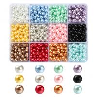 Glass Pearl Beads, with Plastic Box, DIY, mixed colors, 130x100x22mm, Sold By Box