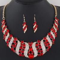 Rhinestone Jewelry Sets earring & necklace Zinc Alloy with 1.97inch extender chain 2 pieces & fashion jewelry & for woman & with rhinestone nickel lead & cadmium free Length Approx 17.72 Inch Sold By Set