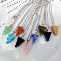 Natural Gemstone Necklace, Iron, with Gemstone & Tibetan Style, fashion jewelry & for woman, more colors for choice, 20x16mm, Hole:Approx 3mm, Length:42 cm, Sold By PC