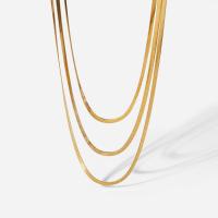 Collar de acero inoxidable de la joyería, con 5.5cm extender cadena, para mujer, dorado, longitud:38.7 cm, Vendido por UD