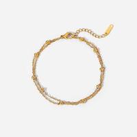 Bijoux bracelet en acier inoxydable, avec 3.3cm chaînes de rallonge, bijoux de mode & pour femme, doré, 3mm, Vendu par PC