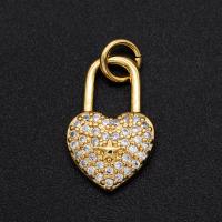 Cubic Zirconia Micro Pave Brass Pendant, Heart, gold color plated, Unisex & different size for choice & micro pave cubic zirconia, more colors for choice, nickel, lead & cadmium free, Approx 10PCs/Bag, Sold By Bag