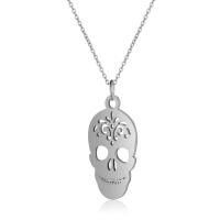 Titanstahl Halskette, Schädel, für Frau & hohl, keine, 10.50x21mm, Länge:ca. 40 cm, ca. 10PCs/Tasche, verkauft von Tasche