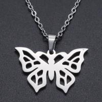 Titanium Steel Necklace, Butterfly, Vacuum Ion Plating, for woman, more colors for choice, 18x25mm, Length:Approx 45 cm, Approx 10PCs/Bag, Sold By Bag