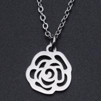 Titanstahl Halskette, Rose, für Frau, keine, 13x14mm, Länge:ca. 40 cm, ca. 10PCs/Tasche, verkauft von Tasche