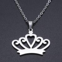 Titanstahl Halskette, Krone, für Frau, keine, 21x25mm, Länge:ca. 45 cm, ca. 10PCs/Tasche, verkauft von Tasche
