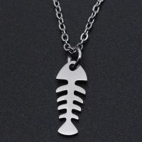 Titanium Steel Necklace Fish Bone Vacuum Ion Plating for woman Length Approx 40 cm Approx Sold By Bag