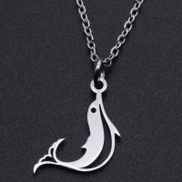 Titanstahl Halskette, Dolphin, für Frau, keine, 14x16mm, Länge:ca. 40 cm, ca. 10PCs/Tasche, verkauft von Tasche