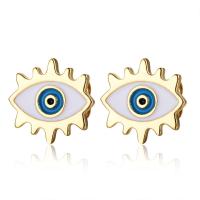 Brass Stud Earring gold color plated for woman & enamel nickel lead & cadmium free Approx Sold By Bag