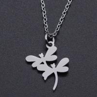 Titanium Steel Necklace, Dragonfly, Vacuum Ion Plating, for woman, more colors for choice, 14x18mm, Length:Approx 40 cm, Approx 10PCs/Bag, Sold By Bag