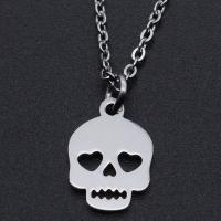 Titanium Steel Necklace, Skull, Vacuum Ion Plating, for woman, more colors for choice, 10x14mm, Length:Approx 40 cm, Approx 10PCs/Bag, Sold By Bag