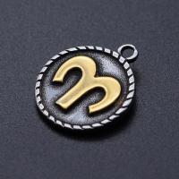 Titanium Steel Pendants Flat Round Vacuum Ion Plating Zodiac symbols jewelry & for woman Sold By PC
