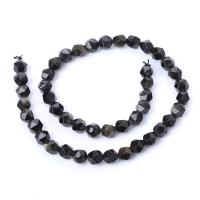 Silver Obsidian Beads with Gold Obsidian Round polished Star Cut Faceted & DIY Sold Per Approx 14.96 Inch Strand