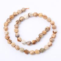 Natural Picture Jasper Beads, Round, polished, Star Cut Faceted & DIY & different size for choice, mixed colors, Sold Per Approx 14.96 Inch Strand