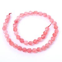 Watermelon Beads with Cherry Quartz & Watermelon Brown Round polished Star Cut Faceted & DIY Sold Per Approx 14.96 Inch Strand