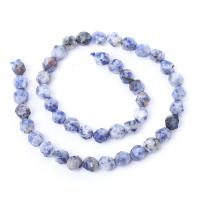 Blå Speckle Stone Bead, Rund, polerad, Star Cut Faceted & DIY & olika storlek för val, blandade färger, Såld Per Ca 14.96 inch Strand