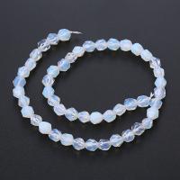 Opal Perle, rund, poliert, Star Cut Faceted & DIY & verschiedene Größen vorhanden, weiß, verkauft per ca. 14.96 ZollInch Strang