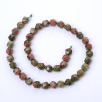 Unakite Beads, Round, polished, Star Cut Faceted & DIY & different size for choice, mixed colors, Sold Per Approx 14.96 Inch Strand