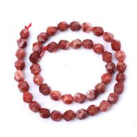 Natural Stone Beads, Round, polished, Star Cut Faceted & DIY, red, 8mm, Sold Per Approx 14.96 Inch Strand