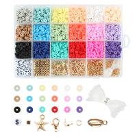 Polymer Clay DIY Bracelet Set Elastic Thread & Closed Jump Ring & Lobster Clasp & beads & pendant with Plastic Box & Copper Coated Plastic & Zinc Alloy & Acrylic gold color plated enamel mixed colors Approx Sold By Box