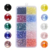 Kristall-Perlen, Kristall, mit Kunststoff Kasten, rund, bunte Farbe plattiert, DIY, gemischte Farben, 130x67x22mm, ca. 500PCs/Box, verkauft von Box