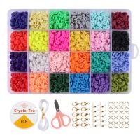 Polymer Clay DIY Bracelet Set, Elastic Thread & Lobster Clasp & iron ring & beads & scissors​, with Plastic Box & Crystal Thread & Iron, gold color plated, mixed colors, 190x130x22mm, Approx 4923PCs/Set, Sold By Set