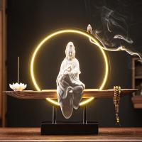 Backflow Incense Burner, Porcelain, handmade, for home and office & durable & with LED light & multifunctional & different styles for choice, more colors for choice, 302x120x310mm, Sold By PC