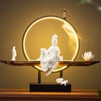 Backflow Incense Burner, Porcelain, handmade, for home and office & durable & with LED light & multifunctional, 486x100x360mm, Sold By PC