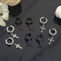 304 Stainless Steel Earring Clip Cross Vacuum Ion Plating Unisex 14.5mm 13mm Sold By PC