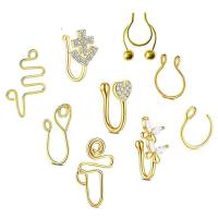 Stainless Steel Nose Piercing Jewelry, 304 Stainless Steel, with Brass, plated, nine pieces & micro pave cubic zirconia, more colors for choice, 0.80x8mm, Sold By Set
