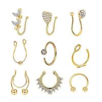 Stainless Steel Nose Piercing Jewelry, 304 Stainless Steel, with Brass, plated, nine pieces & micro pave cubic zirconia, more colors for choice, 0.80x8mm, Sold By Set