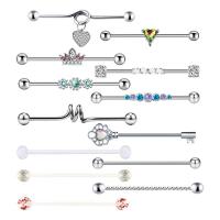 Stainless Steel Ear Piercing Jewelry 304 Stainless Steel 13 pieces & fashion jewelry & micro pave cubic zirconia silver color Sold By Set