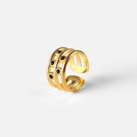 Titantium Steel finger ring, Titan Stål, guldfärg pläterade, Justerbar & flerskikts & micro bana cubic zirconia & för kvinna, Säljs av PC