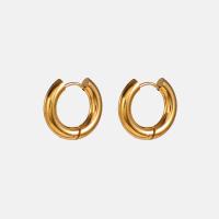 Titanium Steel Huggie Hoop Earring, gold color plated, fashion jewelry & for woman, 18.87mm, Sold By Pair