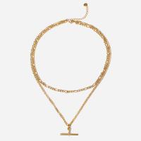 Titanstahl Halskette, goldfarben plattiert, Doppelschicht & für Frau, 510mm, verkauft von PC