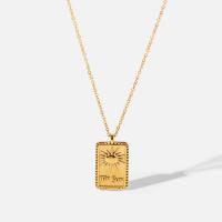 Titanium Steel Necklace Square gold color plated fashion jewelry & for woman Length 460 mm Sold By PC