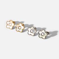 Titanium Steel  Earring, with White Shell, Flower, plated, fashion jewelry & for woman, more colors for choice, 12.77mm, Sold By Pair