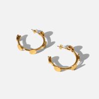 Titanium Steel  Earring gold color plated fashion jewelry & for woman 34.50mm Sold By Pair