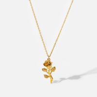Titanstahl Halskette, Rose, goldfarben plattiert, Modeschmuck & für Frau, 31.57mm, Länge:460 Millimeter, verkauft von PC