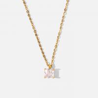 Titanstahl Halskette, goldfarben plattiert, Micro pave Zirkonia & für Frau, keine, 7.57mm, Länge:49 cm, verkauft von PC