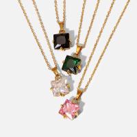 Титановые стали ожерелье, титан, плакирован золотом, инкрустированное микро кубического циркония & Женский, Много цветов для выбора, 12.67mm, длина:46 см, продается PC