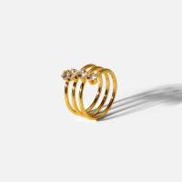 Titanium Čelik Finger Ring, zlatna boja pozlaćen, Podesiva & višeslojni & micro utrti kubni cirkonij & za žene, Prodano By PC