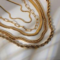 Collar de Acero Titanio, Partículas de acero, chapado en color dorado, unisexo & diferentes estilos para la opción, Vendido por UD
