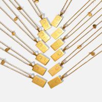Titanium Steel Necklace Square gold color plated & for woman Length 49 cm Sold By PC