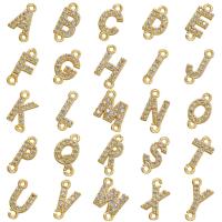 Connecteur de bijoux en laiton, Lettre d’alphabet, Placage, styles différents pour le choix & avec strass, plus de couleurs à choisir, 11mm, Vendu par PC